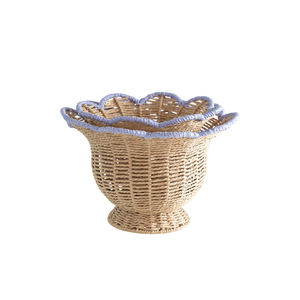 Handmade <b>Paper</b> Rope Decorative Basket Bowl Wicker Fruit Basket Pedestal With Scalloped Edge For Dining Table <b>Kitchen</b> Decor - Product Image 4