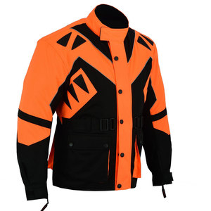 Men's Orange Black Color Blocked <b>Motorcycle</b> <b>Jacket</b> Full Sleeve Windproof All Seasons Racing Wear - Product Image 3
