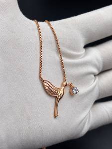 925 Sterling Silver CZ Bird <b>Pendant</b> <b>Necklace</b> <b>Rose</b> <b>Gold</b> Plated Box Chain Trendy Women's Jewelry - Product Image 5