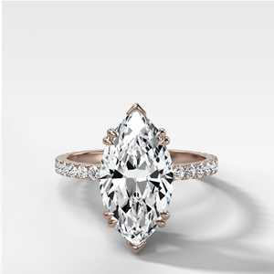 Anillos de Compromiso de Diamantes de Oro Sólido de 14k y 18k, Corte Marquesa de 2 Ct, Diamantes Cultivados en Laboratorio de 1.75mm, Banda Nupcial con Pavé, Joyería Fina al por Mayor - Product Image 3