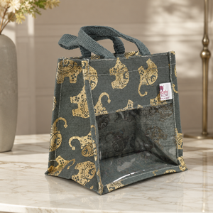 Custom Logo Printed Juco <b>Gift</b> Bag with Clear PVC Window <b>Wedding</b> Corporate <b>Hamper</b> Packaging 18x18x13cm Wholesale Manufacturer OEM - Product Image 6