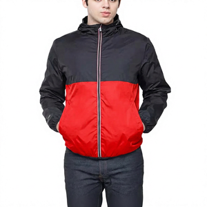 Men's Hooded Color Blocking Jacket Windproof Zipper Closure Casual Autumn Wear Regular Fit Polyester Material - Product Image 6