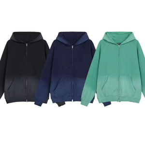 Sweat-shirts à capuche pour hommes, surdimensionnés, personnalisés, délavés à l'acide, effet vieilli, vintage, déchirés, avec broderie et strass, couleur unie, respirants, 100% coton - Product Image 4