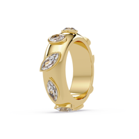 Luxuriöser 14K Gelbgold-Ring mit Lünettenfassung, breiter Kuppelform, 2,25 Karat TW gemischter Marquise-Schliff, im Labor gezüchteter Diamant, Eternity-Ring, Unisex, Trendy