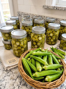 FACTORY WHOLESALE Pickled Okra Canned Whole Okra 425g Glass Jar for Retail Supermarket - Product Image 1