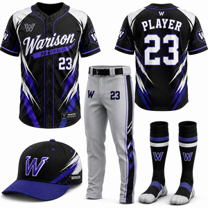Wholesale Unisex Baseball Uniform Jersey And Pants Set With Socks And Caps Sublimation Plus Size Softball Uniform Set - Product Image 3