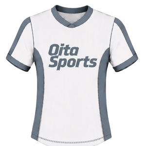 Maillot de rugby blanc et gris à manches courtes, col en V, uniforme d'équipe personnalisé, respirant, pour l'entraînement, vêtements de sport athlétiques, chemise de performance - Product Image 1