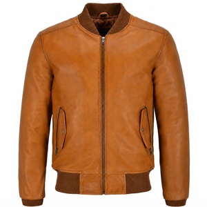 แจ็คเก็ตหนังแท้ COLLAGE รุ่น Biker สีน้ำตาลคลาสสิก แจ็คเก็ตมอเตอร์ไซค์แบบมีซิป สไตล์วินเทจพังก์ รับผลิตแบบ OEM ODM ขายส่ง - Product Image 6