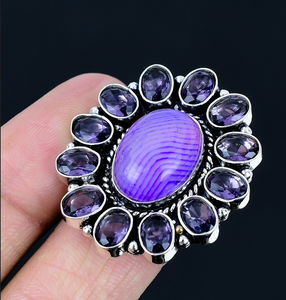 Anillo Alternativo con Forma de Flor y Piedras Preciosas Naturales, Regalo de Joyería Especial para Mamá, Joyería Floral - Product Image 1