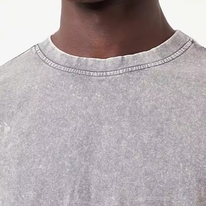 Camiseta de Lona Transpirable para Hombre, Lavada al Ácido, de Algodón/Fibra de Bambú, Estilo Urbano Hip Hop con Logotipo Personalizado, Oversize Vintage - Product Image 2
