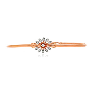 18K Rose Gold Diamond Floral Sunburst <b>Bracelet</b> for Women | Elegant Flower Design Gold <b>Bangle</b> <b>Bracelet</b> | Lightweight Luxury Fine - Product Image 3