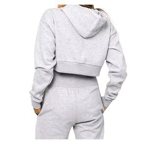 เสื้อครอปท็อปผู้หญิงสำหรับฤดูหนาว ผ้าฝ้ายฟลีซ 100% ระบายอากาศได้ดี คอตั้ง ซิปหน้า กระเป๋าข้างเต็มตัว รับสกรีนโลโก้ - Product Image 3