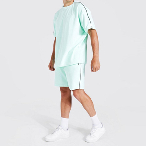 High Quality 100% Cotton Solid Printed Shorts <b>Set</b> Men Breathable Regular Fit Customizable Logo Eco-Friendly 2 Piece Summer - Product Image 1