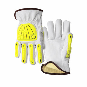 Guantes de trabajo de cuero de alta calidad, resistentes a impactos, de piel de cabra de grano completo, con protección TPR contra impactos, nivel de corte A7 - Product Image 1