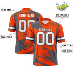 เสื้อฟุตบอลอเมริกันแบบกำหนดเอง คอวี ผ้าตาข่ายพิมพ์ลายแบบซับลิเมชั่น โพลีเอสเตอร์ 100% สำหรับผู้ใหญ่ทุกเพศ ระบายเหงื่อได้ดี แขนสั้น พิมพ์ชื่อทีม - Product Image 3