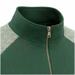 Conjunto Deportivo Verde para Hombre, Manga Larga, Cuello Alto, Cierre de Cremallera Frontal, Color Sólido, Transpirable, Corte Regular, Ropa Casual de Otoño - Product Image 4