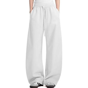 Pantalon de survêtement personnalisé pour femme, hiver, écologique, respirant, doublure polaire, mélange de coton, taille élastique, jambe large, avec cordon de serrage et poches - Product Image 1