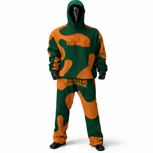 Conjunto de Sudadera con Capucha y Pantalones Deportivos con Efecto Desgastado, Estilo Vintage Premium, Ropa Deportiva Urbana de Gran Tamaño - Product Image 3