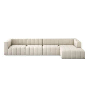 Sofá seccional moderno en forma de L con respaldo capitoné, cubierta de tela y brazos cuadrados para sala de estar - Product Image 6