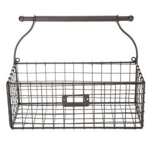 Decorative Black Iron Wall <b>Hanging</b> <b>Basket</b> with Strong Hooks for Entryway Living Room Organization - Product Image 1