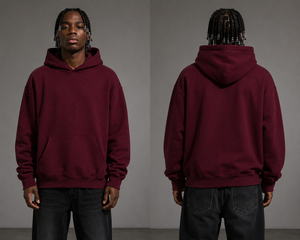Sweat à capuche oversize pour homme en polaire polyester épais de qualité supérieure, couleur bordeaux, avec poche kangourou, imprimé numérique - Product Image 3