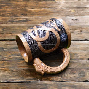 Elegant <b>Wooden</b> Beer Stein Eco-Friendly Durable Norse Inspired Design <b>Tankard</b> for Rustic Ale Drinking Medieval Party Beer - Product Image 1