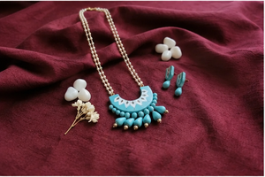 Collier Pendentif Géométrique Bleu Turquoise avec Chaîne en Acier Inoxydable – Ensemble de Bijoux Modernes et Tendance pour Femme – Idée Cadeau - Product Image 3