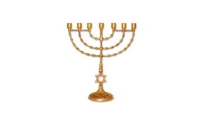 Candelabre à sept branches en métal doré, style antique, Menorah, pour rituels religieux du Judaïsme, Hanouka - Product Image 4