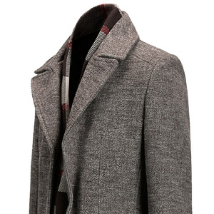 Abrigo de lana gris para mujer, cuello alto, largo, para invierno, elegante, cálido y liso. - Product Image 3