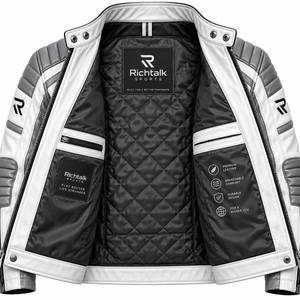 Chaqueta de Motociclista de Cuero Genuino Ecológica, Nueva Llegada, Superventas, para Hombre, con Cierre de Cremallera, Estilo Moto, Impermeable y Resistente al Viento - Product Image 4