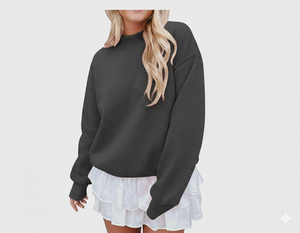 Pull col roulé femme tendance automne-hiver, coupe ample et décontractée, anti-rétrécissement, en coton et polyester - Product Image 6