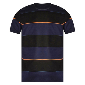 Camiseta de Punto a Rayas para Hombre, Manga Corta, Cuello Redondo, Corte Regular, Estilo Casual, Diseño con Bloques de Color en Contraste - Product Image 2