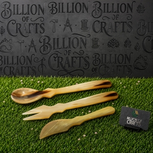 Ensemble de cuillères vintage en corne de buffle, couteau à fromage artisanal, spatule à beurre, épandeur à crème pour la cuisine à domicile, ensemble de 3 pièces - Product Image 1