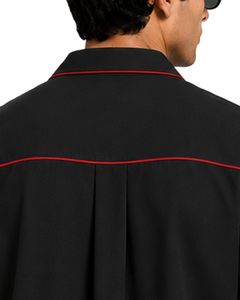 Chemise Homme Personnalisée Col Cubain Noir avec Passepoil Rouge Décontractée Manches Courtes Été Streetwear Tendance Coupe Oversize - Product Image 6