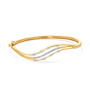 Elegant Wave Diamond Gold <b>Bangle</b> <b>Bracelet</b> for Women | Designer Yellow Gold <b>Bracelet</b> - Product Image 2