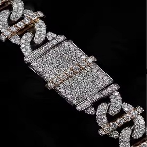 Fully White Gold Iced Out Cuban Link Chain Pendant Hip Hop Customized Luxury Jewelry 925 <b>Silver</b> Best Gift for Unisex Wedding - Product Image 2