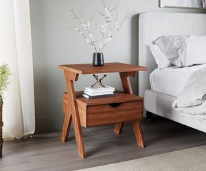 Modern Solid Wood Nightstand With 1 Drawer And Open <b>Shelf</b> Storage Bedroom Furniture Scandinavian Design - Product Image 1