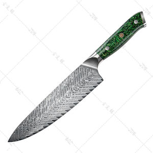 Cuchillo de chef de 8 pulgadas, cuchillo de cocina de Damasco, 67 capas de acero de Damasco con mango acrílico verde - Product Image 3