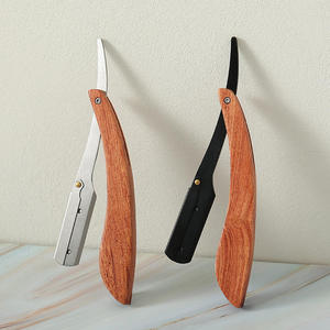 Wood Handle Straight <b>Razor</b> Stainless Steel Blade Single Blade For Face Shaving Smooth & Comfortable Professional - Product Image 3
