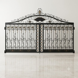Portail double en fer forgé thermolaqué KHP, design résistant à la rouille, haute durabilité, montage facile, style minimaliste pour usage extérieur - Product Image 1