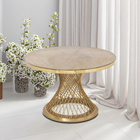 Table de salle à manger moderne antidérapante et silencieuse avec plateau en verre rond et pieds en acier inoxydable, certifiée CE, pour hôtels, hôpitaux, banquets et événements