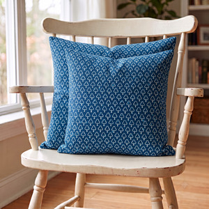 TheFabira 100% Cotton Eco-Friendly Handmade Modern Indigo Block Printed Geometric <b>Large</b> Blue Rectangle Zipper Closure High Grade - Product Image 3