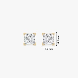 Pendientes de Diamante Cultivado en Laboratorio con Forma de Princesa, Diseño Nuevo, Color D, Oro de 14 Quilates, Certificado IGI, Claridad VVS2, en Oferta, para Exportación - Product Image 4