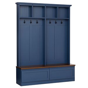 Appendiabiti 4-in-1 in Stile Rustico con 2 Grandi Cassetti, Panca per Ingresso/Dependence con Finitura Effetto Legno, 2 Ganci a Muro e Appendiabiti - Product Image 5