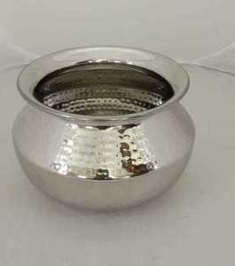 Marmite/Pot en acier inoxydable Punjabi Handi Dekchi avec design martelé, vaisselle et articles de service pour la maison, la cuisine, l'hôtel et le restaurant - Product Image 1