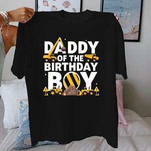 Thème de construction papa anniversaire garçon T-shirt confortable en pur coton pour femme - Product Image 2