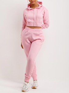 Women Custom Crop Top Jogger Sweat Suit 2 Piece Women Tracksuits <b>Set</b> Jogging Track Suit Women Tracksuit - Product Image 4