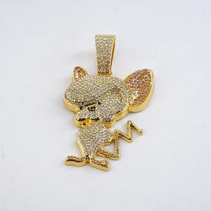 Nouveau Collier Pendentif Homme Européen-Américain en Alliage, Motif Animal de Dessin Animé Jerry, Entièrement Sertie de Diamants, Tridimensionnel, Tendance et Polyvalent - Product Image 4