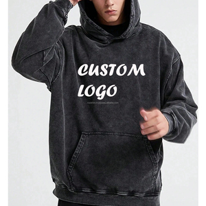 Sudadera con Capucha Desgastada de Alta Calidad con Cierre, 100% Algodón Felpa 180gsm, Lavado Vintage, Invierno, Casual, Impresión Digital, Streetwear, Unisex - Product Image 1