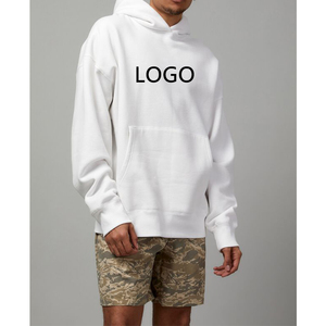 Sudadera Blanca para Hombre, Corte Holgado, Color Sólido, Diseño con Logotipo Frontal y Bolsillo, Ropa de Primavera, Ecológica, 100% Poliéster Tejido - Product Image 1